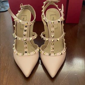 Valentino Rockstud Pump Water Rose Leather Size 38